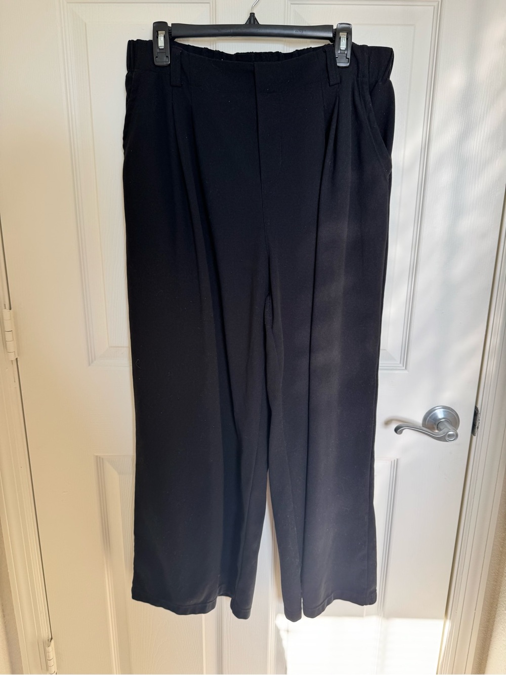 Halara Mid Rise Wide Leg Waffle Casual Pants with Pockets Women’s XL Black - Picture 2 of 5
